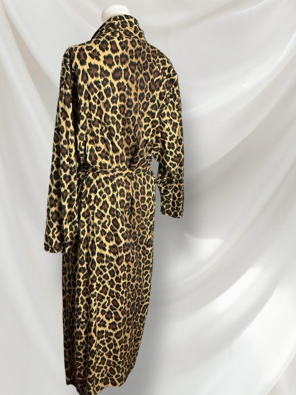 Leopard Print Long Wrap Dress / Robe - Brown & Black - Picture 5 of 8